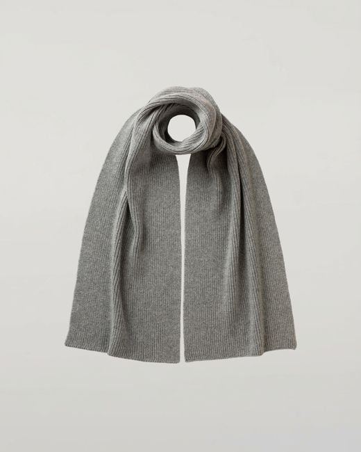 Johnstons Gray Ribbed Light Cashmere Scarf
