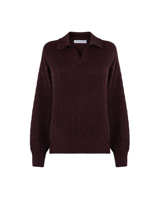 Johnstons Red Cropped Cable Cashmere Sweater