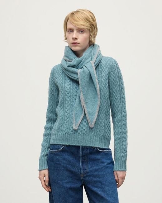 Johnstons Blue Gauzy Cashmere Diamond Scarf
