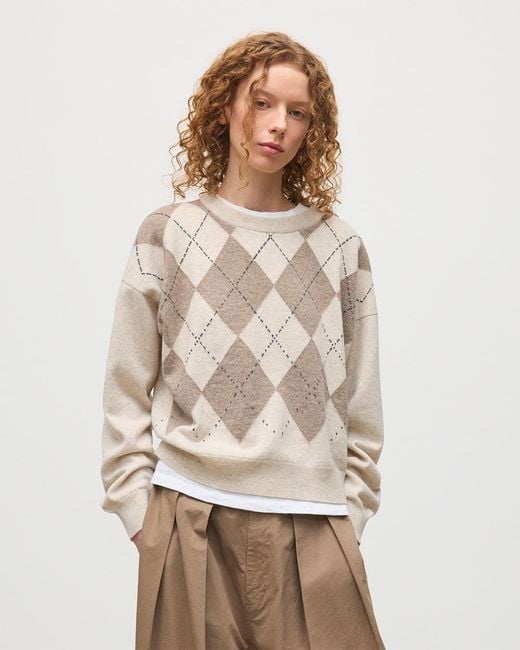 Johnstons Clan Natural Argyle Cashmere Jumper
