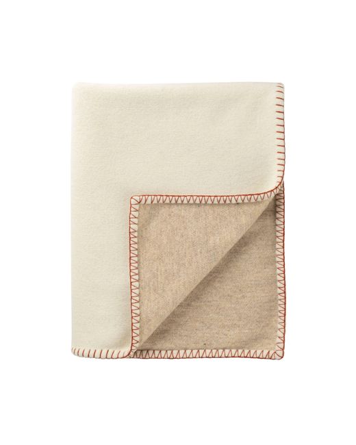 Johnstons Natural Reversible Blanket Stitched Cream Throw