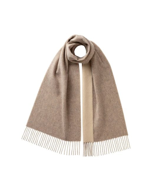 Johnstons Brown Contrast Reversible Cashmere Scarf