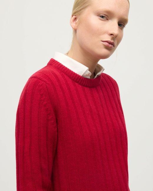 Johnstons Red Lecht Cashmere Crew Jumper