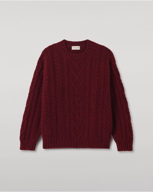 Johnstons Red Macdonald Dark Aran Cable Cashmere Jumper
