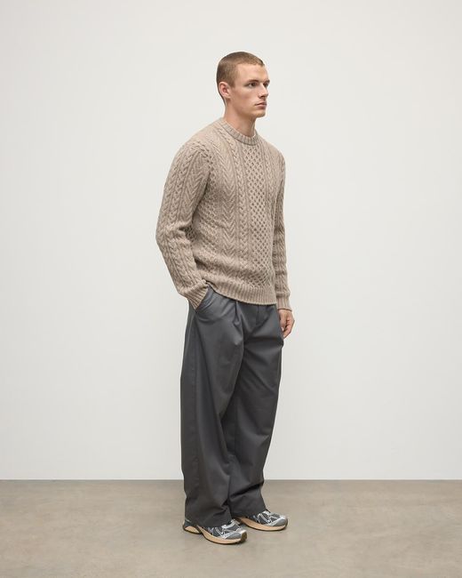 Johnstons Natural Aran Cable Light Cashmere Jumper for men