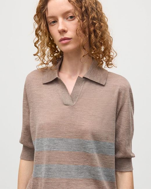 Johnstons White Coira & Superfine Cashmere Polo Shirt