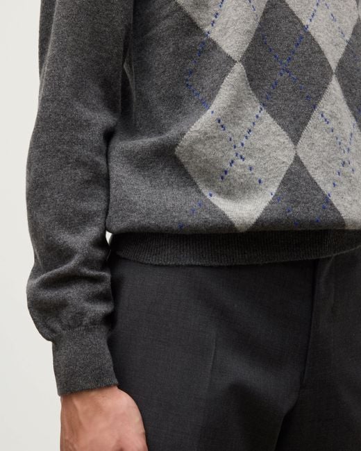 Johnstons White Argyll Mid Cashmere Jumper for men