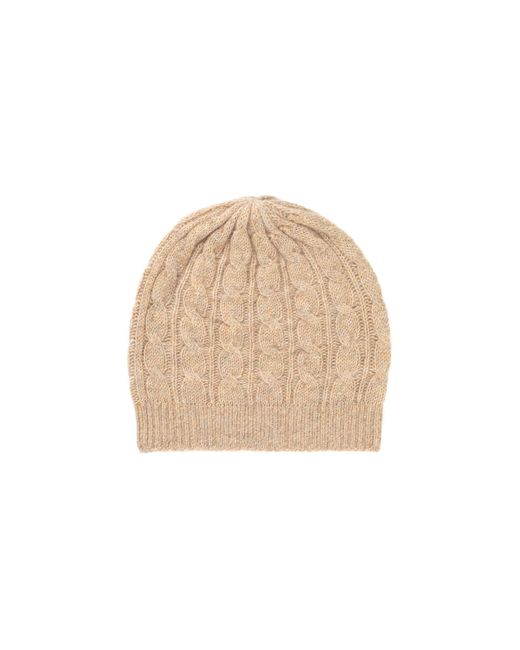 Johnstons Natural Oatmeal Gauzy Cable Cashmere Relaxed Beanie