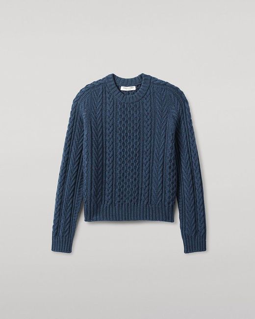 Johnstons Blue Aran Cable Cashmere Jumper