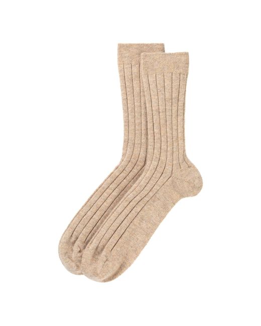Johnstons Natural Cashmere Ribbed Socks M