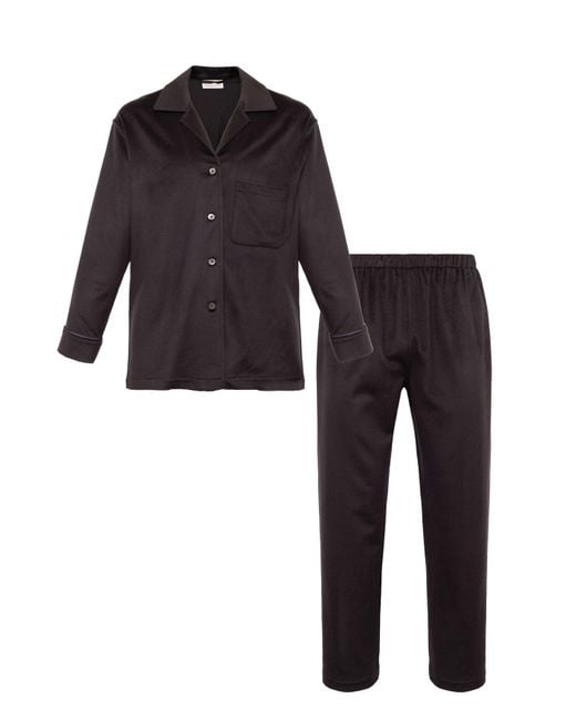 Johnstons Black Cashmere Pyjama Lounge Set for men