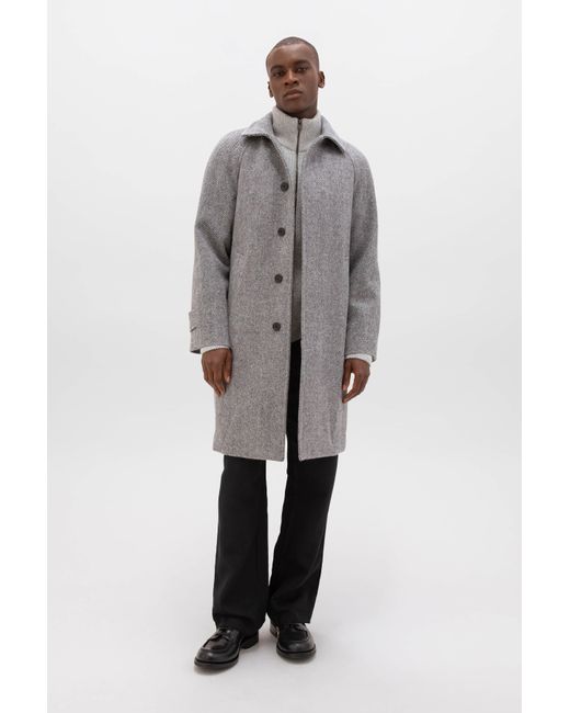 Johnstons Gray 'The Balmacaan' Coat for men