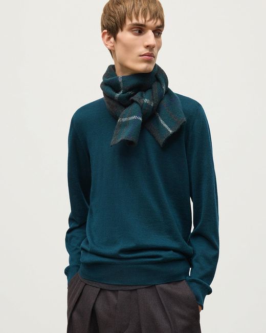 Johnstons Blue Baird Charcoal Brushed Cashmere-Silk Scarf