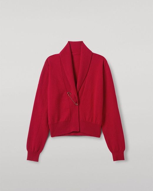 Johnstons Red Crathie Shawl Cashmere Cardigan