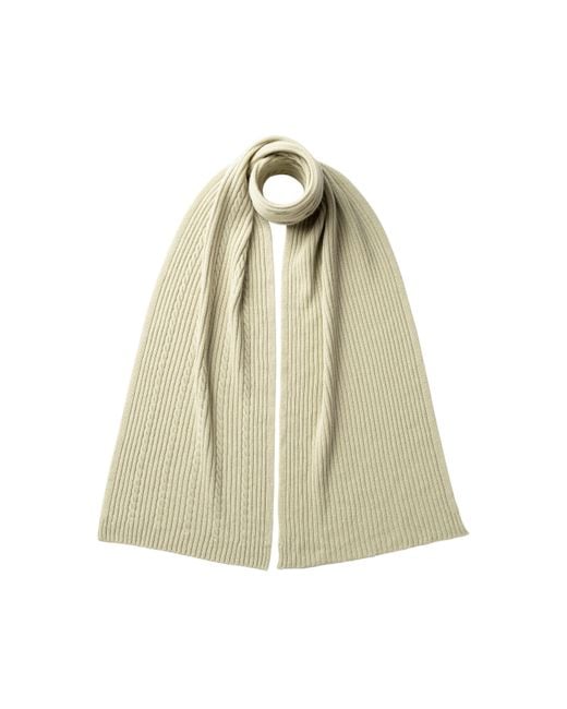 Johnstons Natural Cable & Rib Light Cashmere Scarf