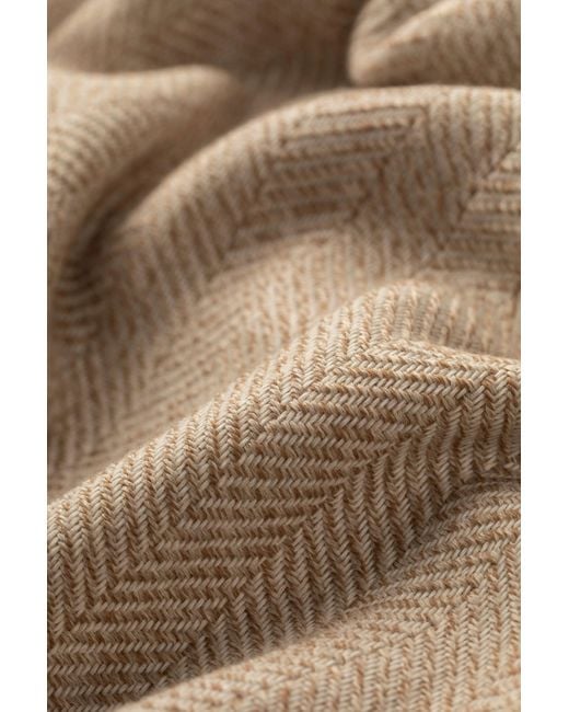 Johnstons Brown Texture Herringbone Merino Throw