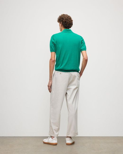 Johnstons Green Fin Bright Superfine Cashmere Polo Shirt for men