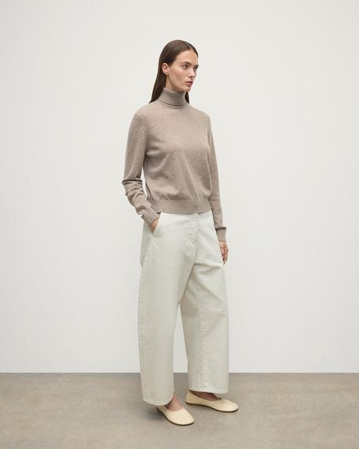 Johnstons White Cashmere Roll Neck Jumper