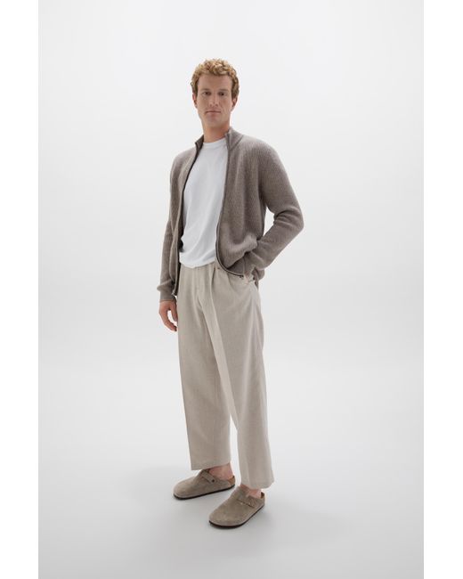 Johnstons Brown Ribbed Cashmere Cardigan