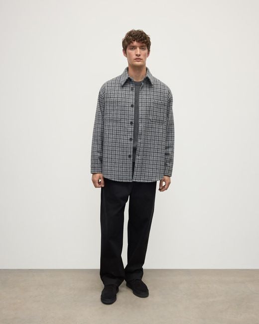 Johnstons Gray Cashmere Wool Blend Overshirt for men