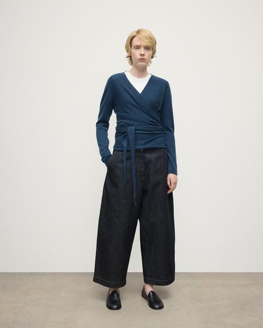 Johnstons Blue Ballet Wrap Cashmere Cardigan