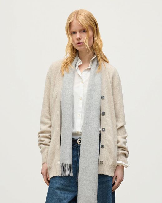 Johnstons Blue Wild Thistle Intarsia Cashmere Cardigan
