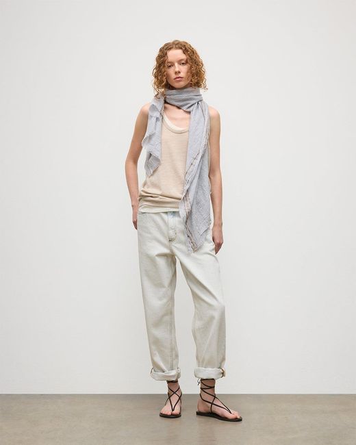 Johnstons White Cyrus Float Edge Scarf