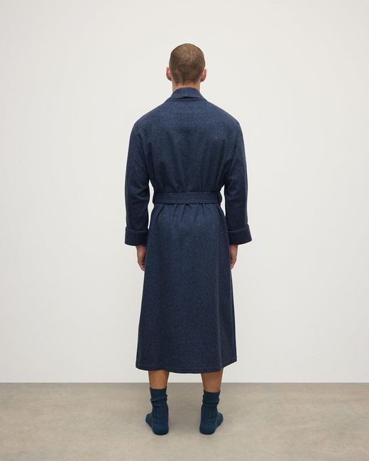 Johnstons Blue Donegal Cashmere Dressing Gown Donegal for men