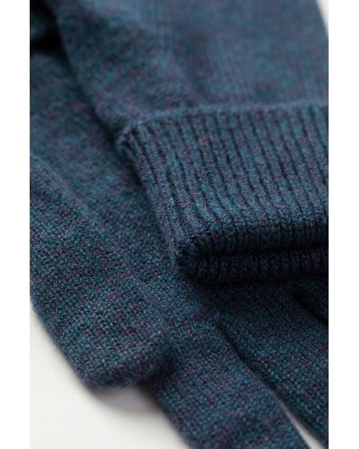 Johnstons Blue Cashmere Gloves With Turnback Cuffs