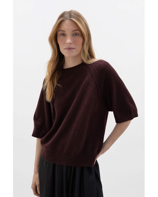 Johnstons Red Gauzy Cashmere Sweater With Half Sleeve