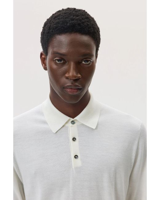 Johnstons Gray Superfine Merino Polo Shirt for men