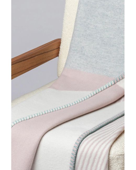 Johnstons Blue Blanket Stitched Geometric Throw