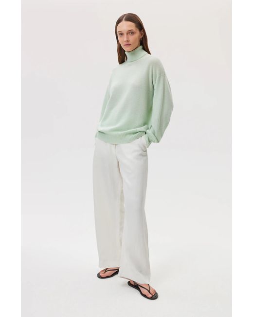 Johnstons Green Gauzy Cashmere Roll Neck