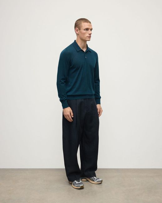 Johnstons Blue Bottle Superfine Cashmere Polo Shirt for men