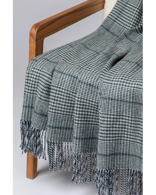 Johnstons Gray Tweed Glen Check Wool Throw
