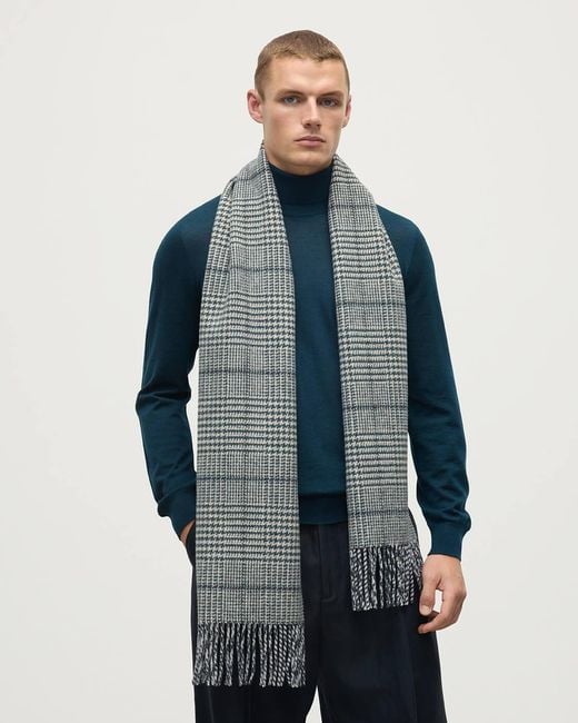 Johnstons Black Tweed Glen Check Dark Scarf