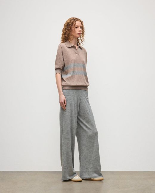 Johnstons White Coira & Superfine Cashmere Polo Shirt