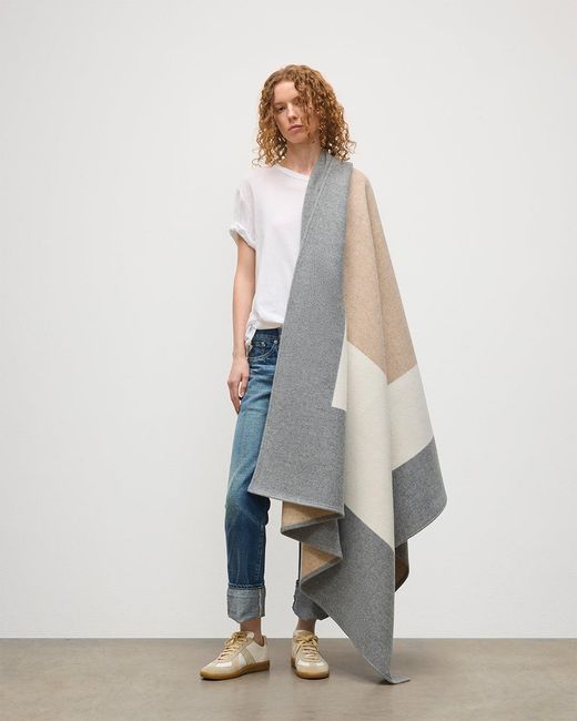 Johnstons Gray Art Geometric & Cashmere Throw