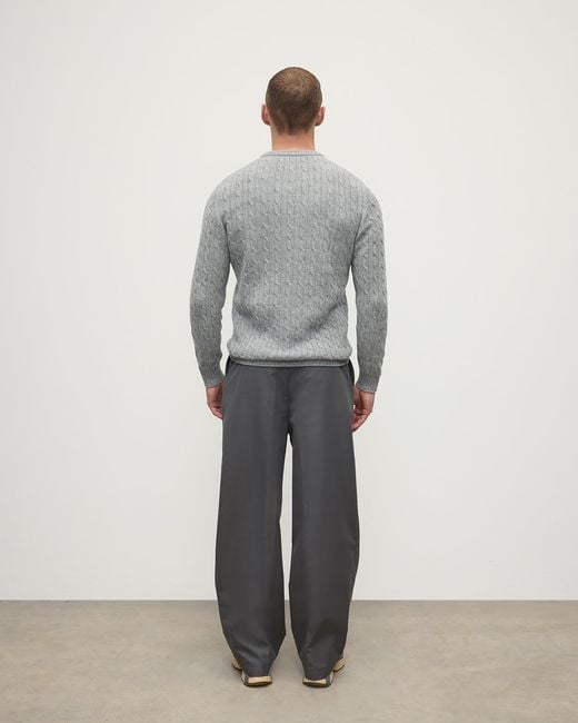Johnstons Gray Cable Knit Light Cashmere Jumper for men