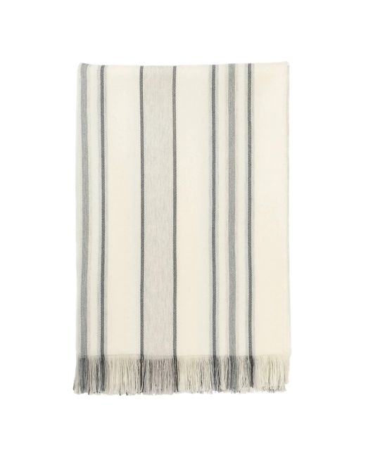 Johnstons White Simple Stripe Merino Throw