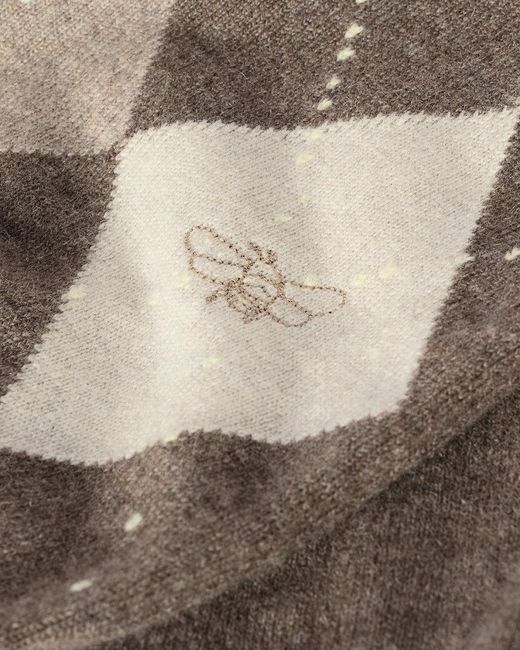 Johnstons White Clan Argyle Cashmere Cardigan