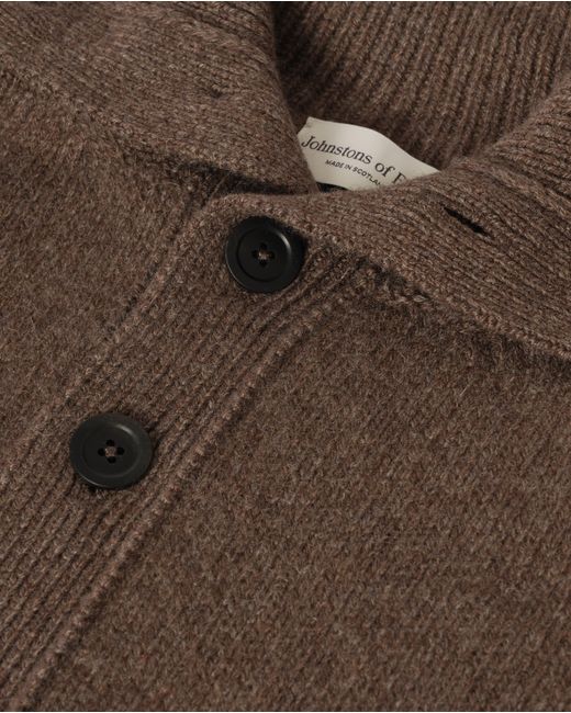 Johnstons Brown Douglas Button Neck Cashmere Jumper