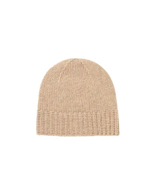 Johnstons Natural Oatmeal Cashmere Jersey Cuff Beanie