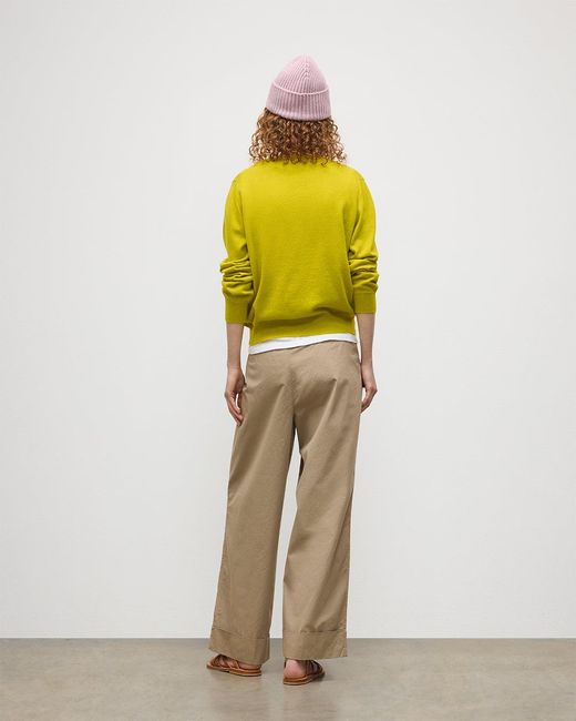 Johnstons Yellow Lunan Classic Crew Jumper