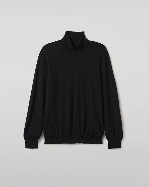 Johnstons Black Fin Cashmere Roll Neck Jumper for men