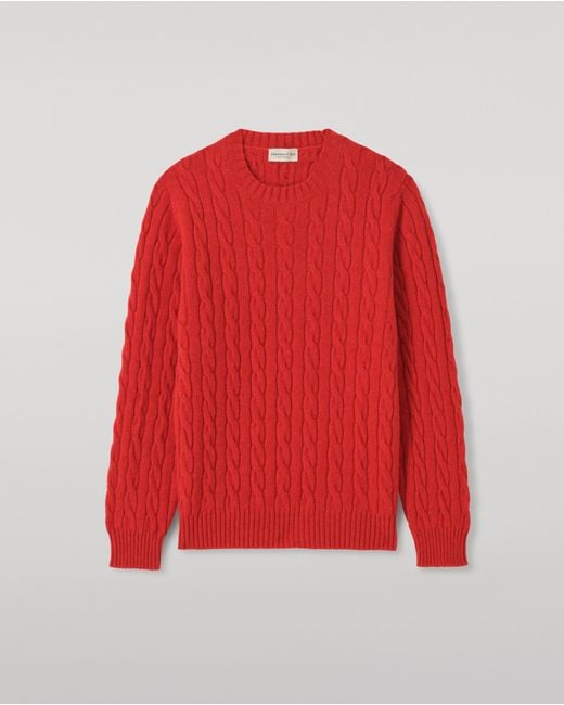 Johnstons Red Calder Cable Cashmere Jumper