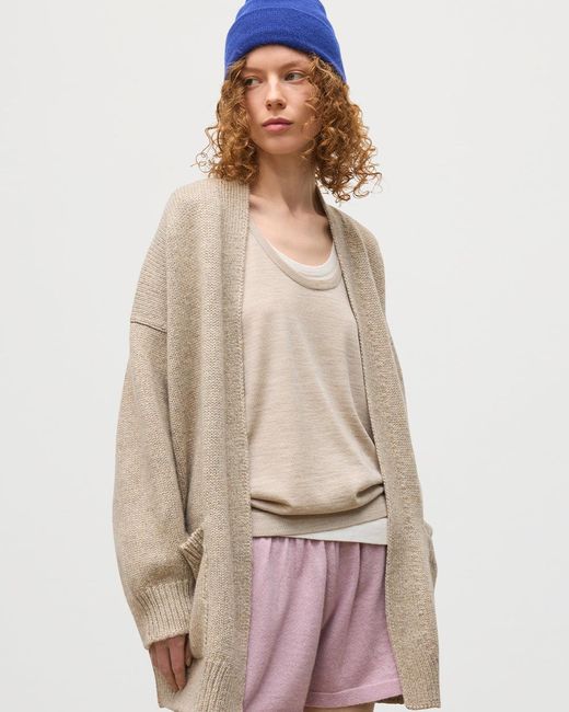 Johnstons Natural Bay Marl Cashmere & Cotton Cardigan