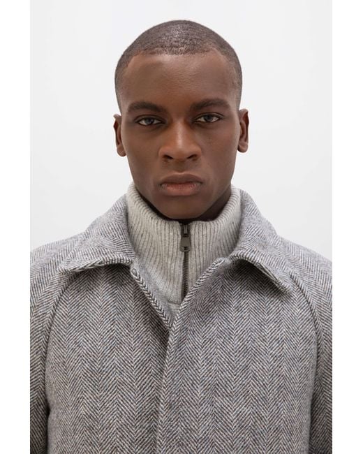 Johnstons Gray 'The Balmacaan' Coat for men