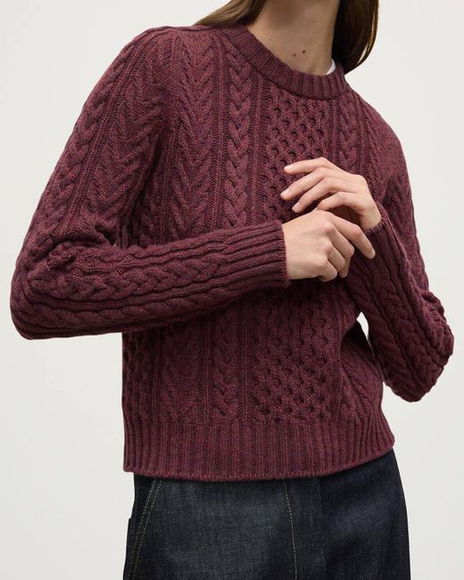 Johnstons Red Aran Cable Cashmere Jumper