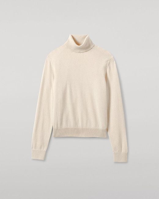 Johnstons White Classic Cashmere Roll Neck Jumper